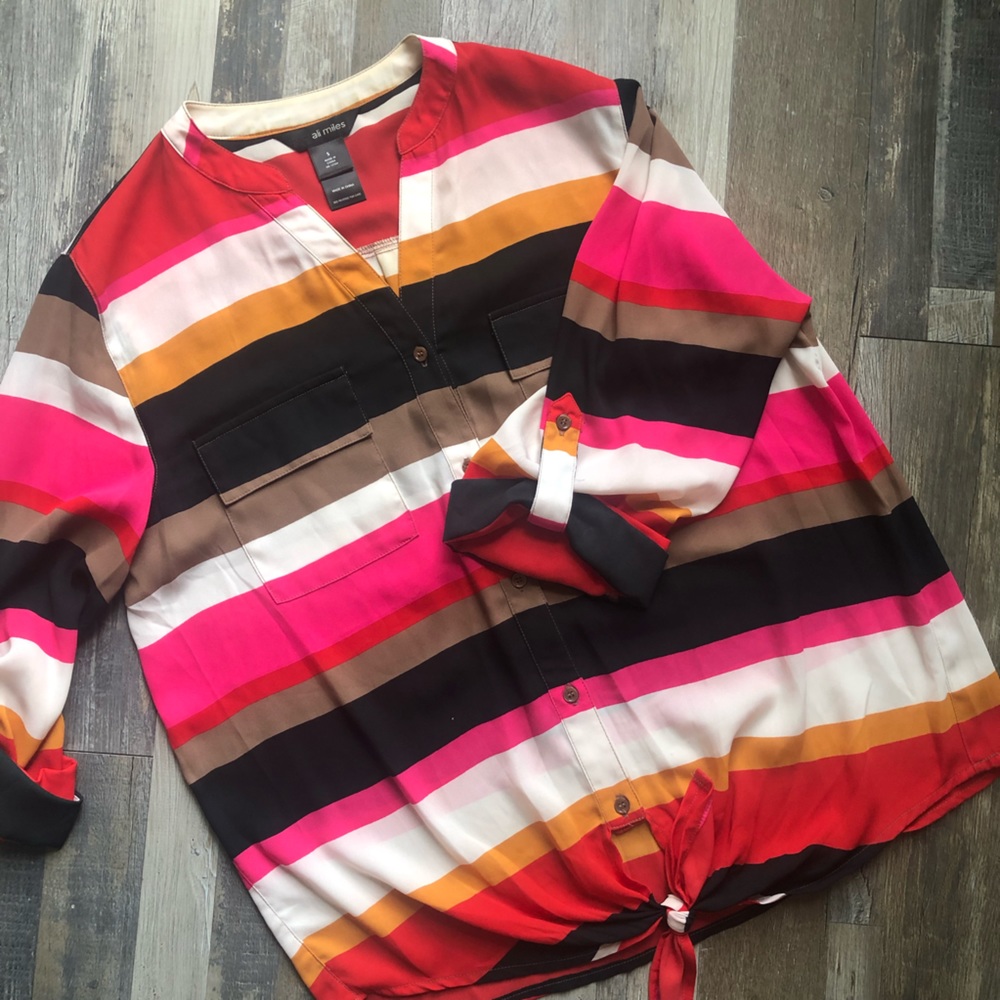 Colorful broad striped top